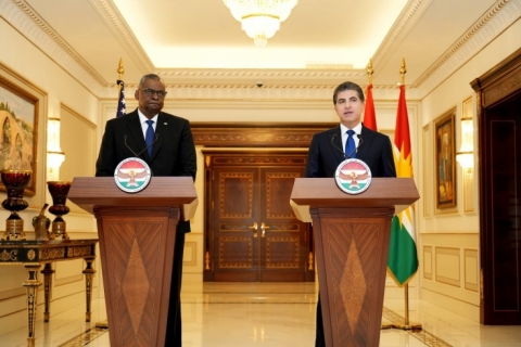 President Nechirvan Barzani meets with US Secretary of Defense General Lloyd Austin
