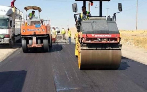 Paving of several places on the main road of (Erbil - Gomespan Dam)