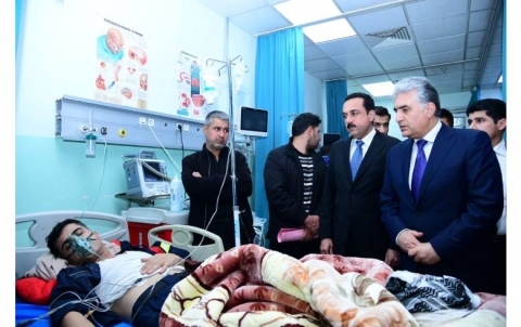 The Interior Minister and the Governor of Erbil visited the injured in the fire at the Erbil refinery 